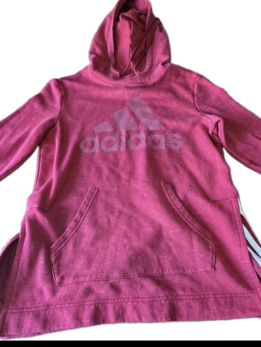 Adidas Women's XS Pink Logo Fleece Pullover Hoodie Kangaroo Pocket Sweatshirt